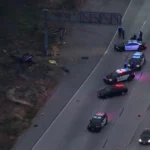 Current image: Car accident scene on I-5 freeway in Orange County