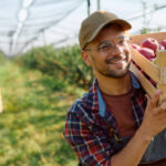 Current image: workers compensation for seasonal farm laborers H-2A crew picking apples safely